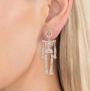 EYECANDY LA Gold Skeleton Dangle Earrings